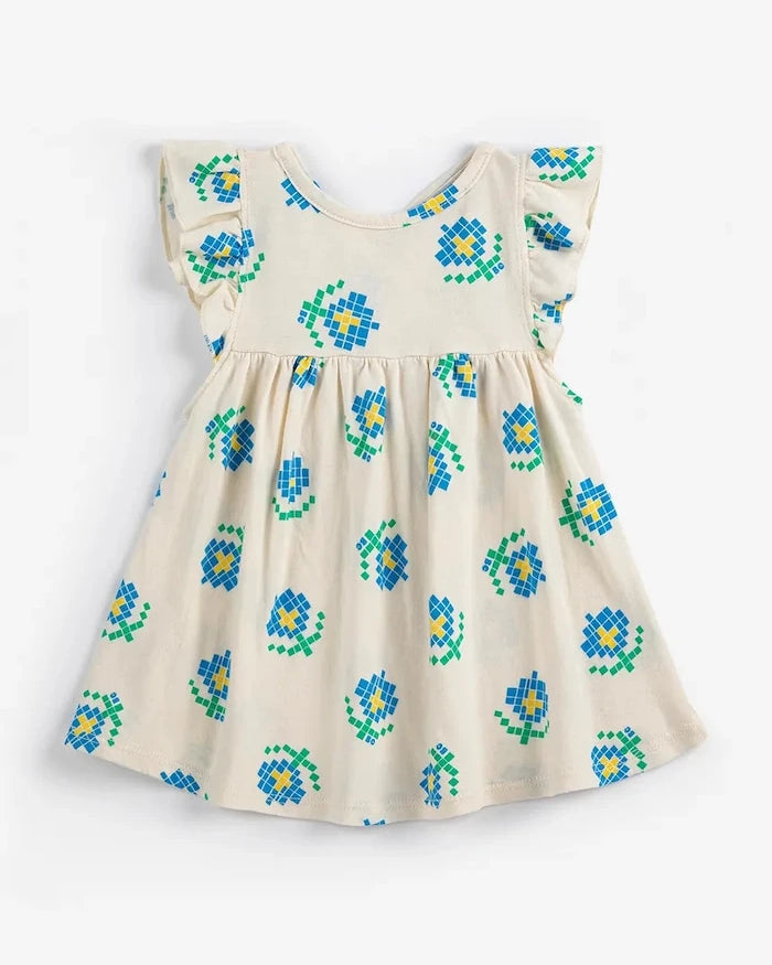 Bobo Choses Pixel Flowers Bebek Pamuk Elbise