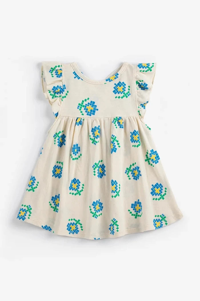 Бебешка памучна рокля Bobo Choses Pixel Flowers