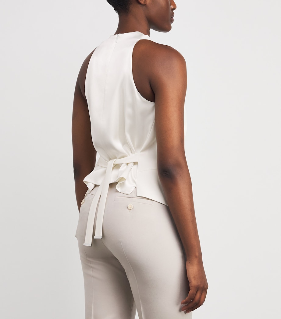Max Mara White Asymmetric Tie Waistcoat