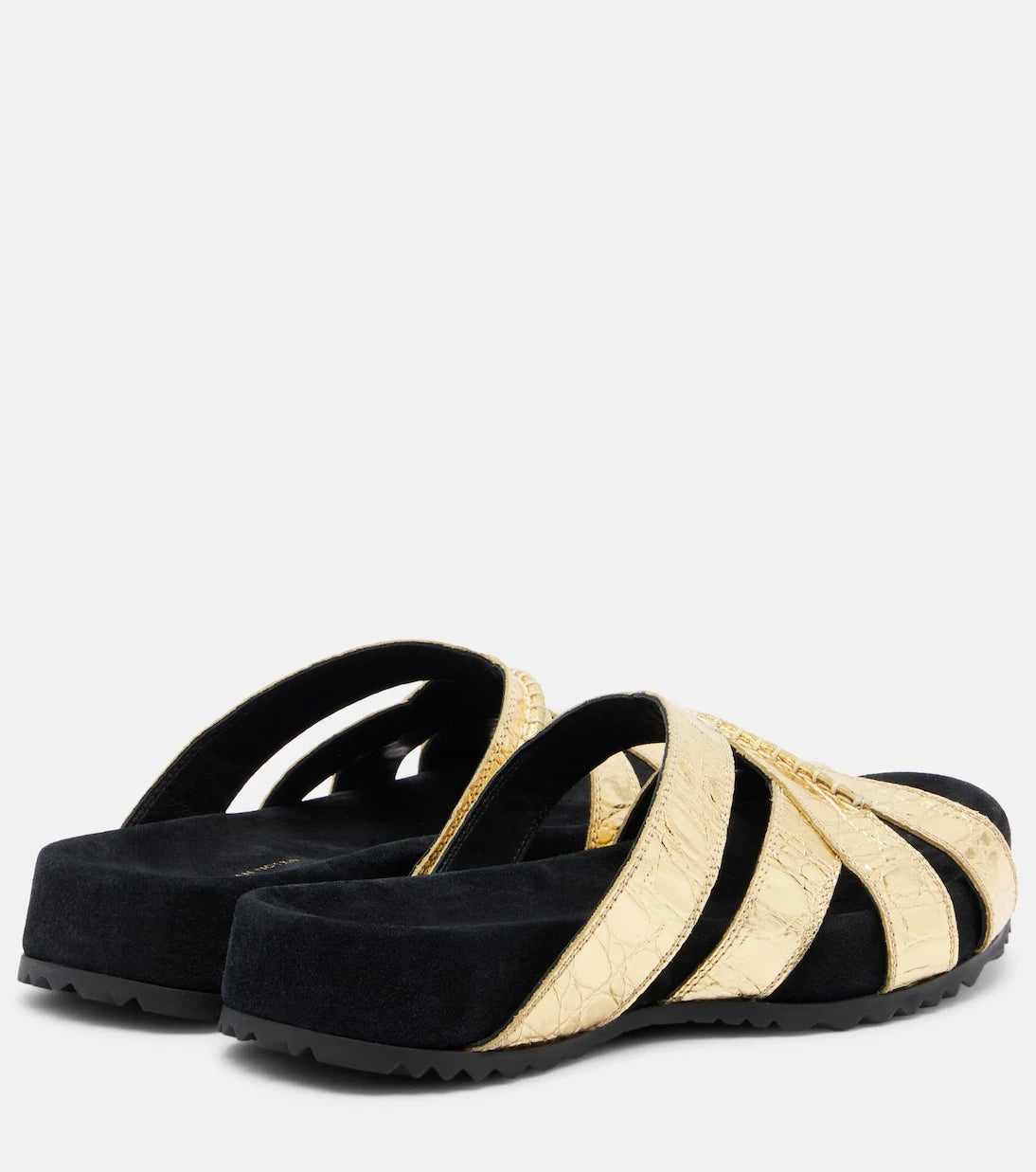 Dries Van Noten - Metalik deri ve süet terlikler