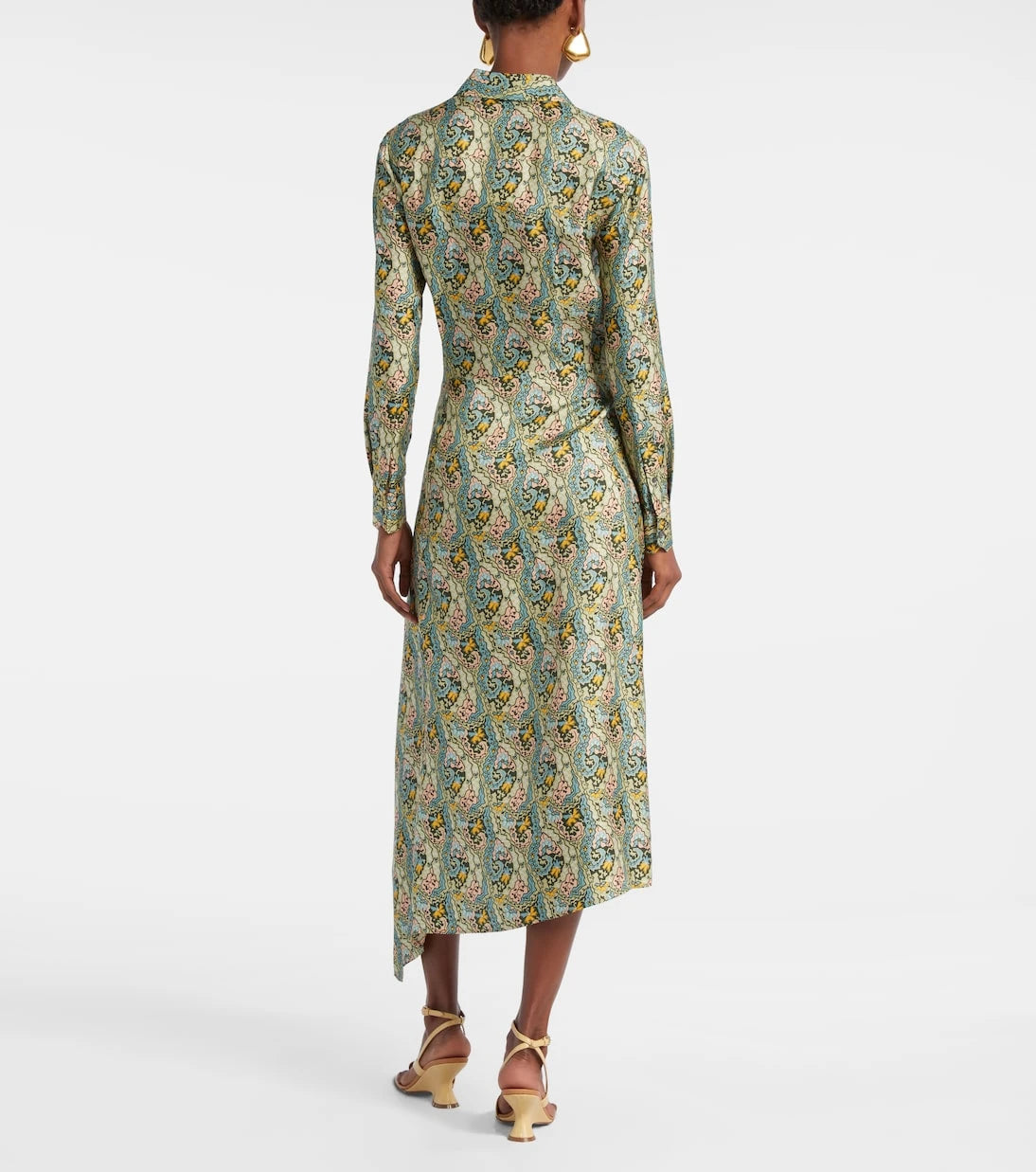 Tory Burch - فستان لف من الساتان الحريري بنقشة بيزلي