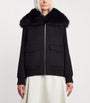 Yves Salomon Black Wool-Cashmere Fur-Trim Jacket