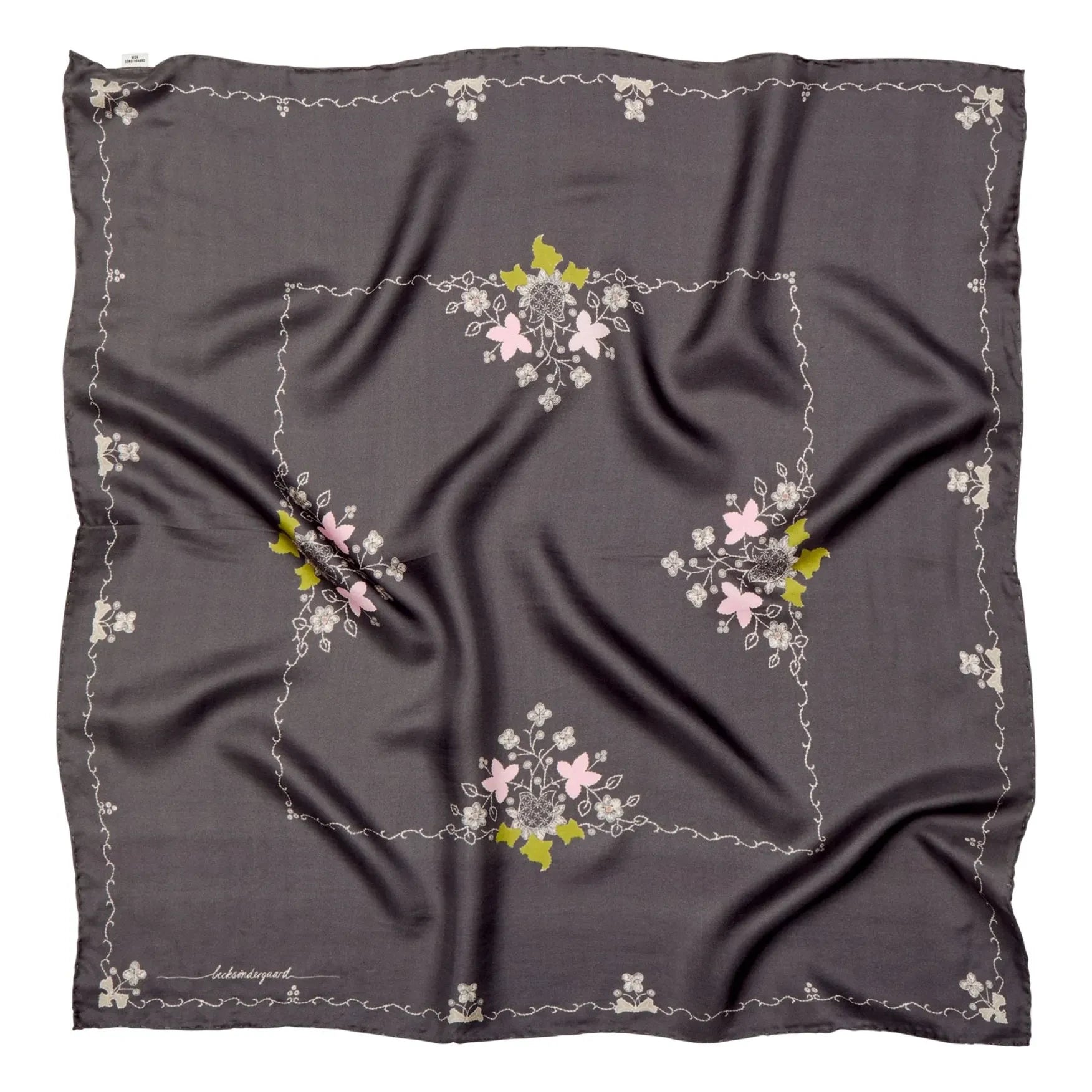 Becksöndergaard - Brodaria Sia Silk Scarf | Charcoal grey