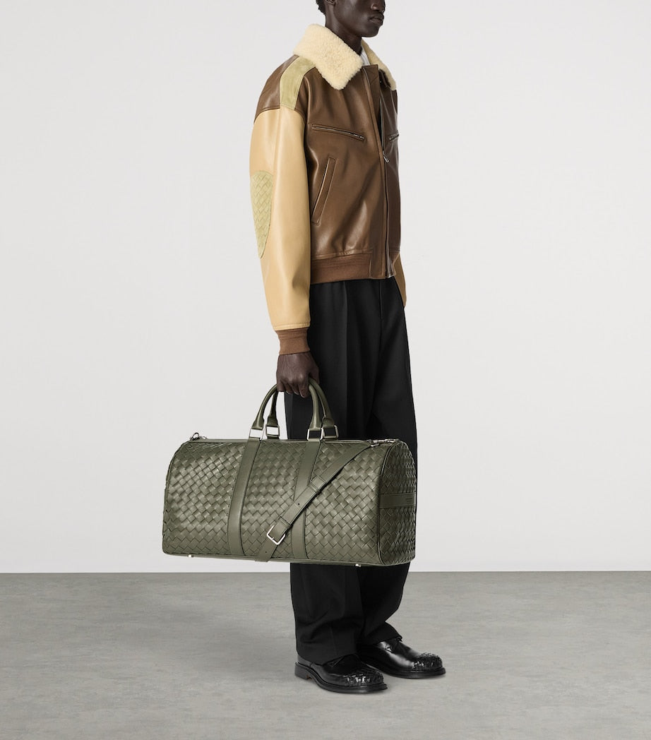 Leather Intrecciato Cabin Duffle Bag