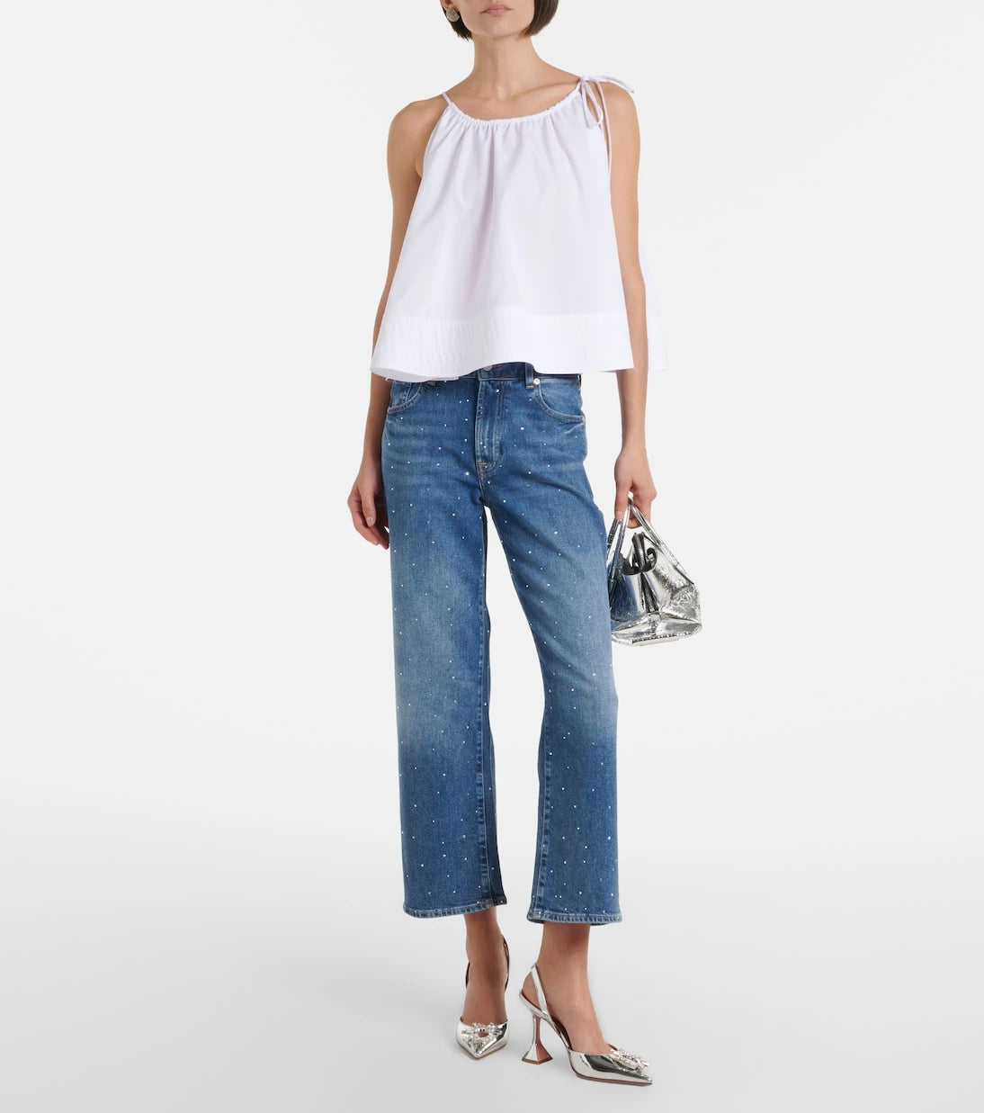 7 For All Mankind - Stovepipe embellished straight jeans