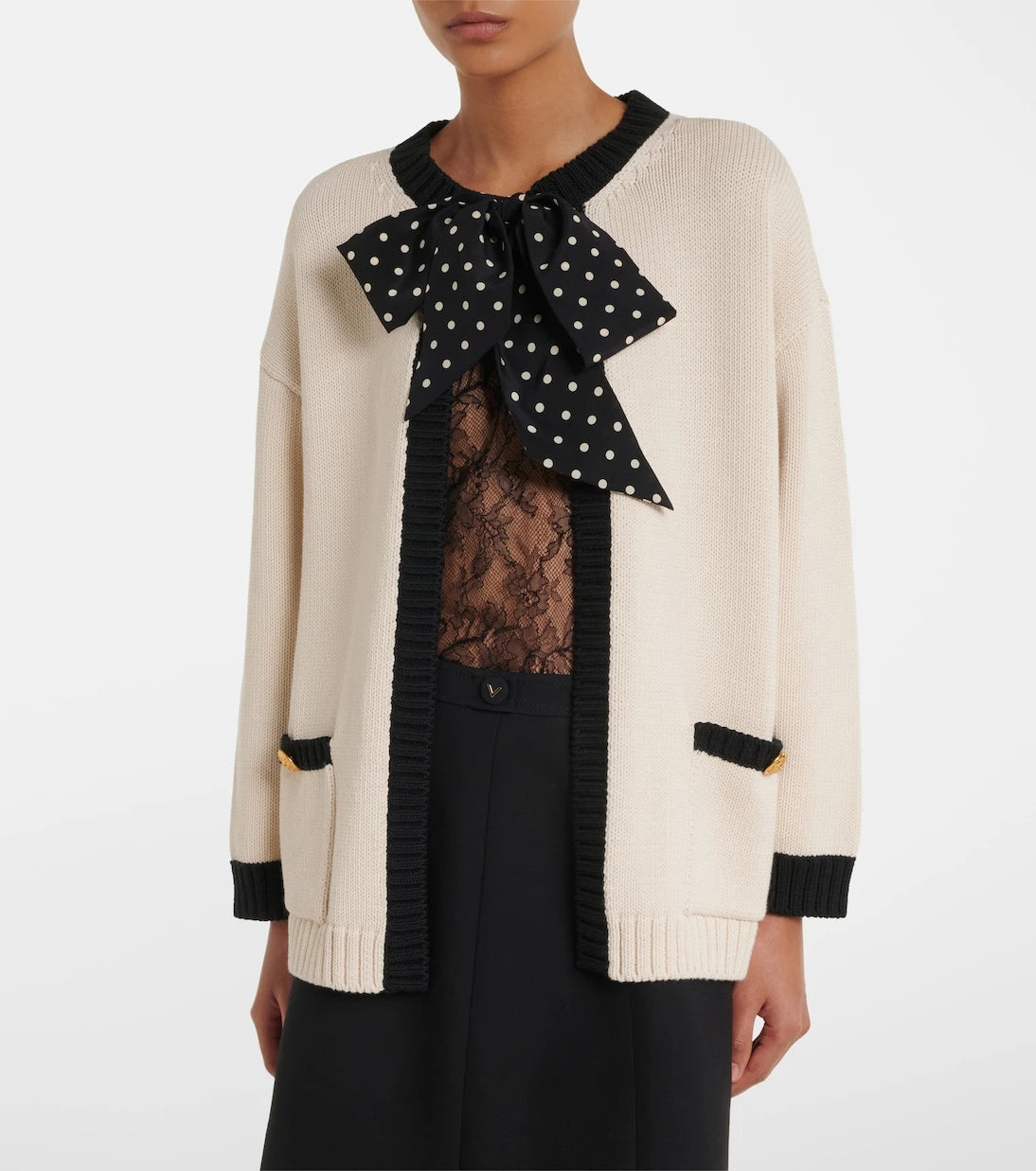 Valentino - Bow-detail cotton-blend cardigan