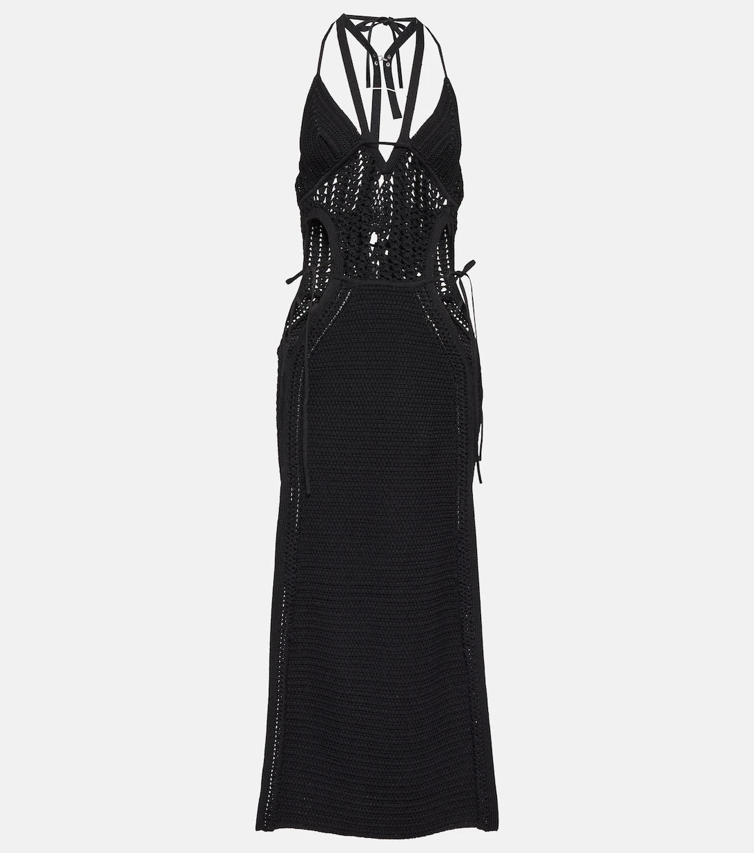Dion Lee - فستان ميدي كروشيه بياقة رسن