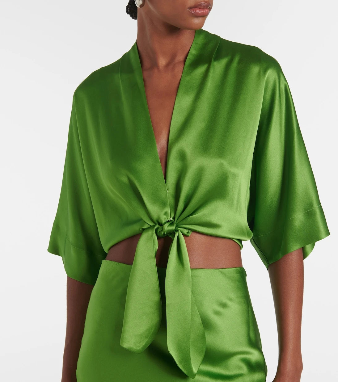 The Sei - Cropped silk satin blouse