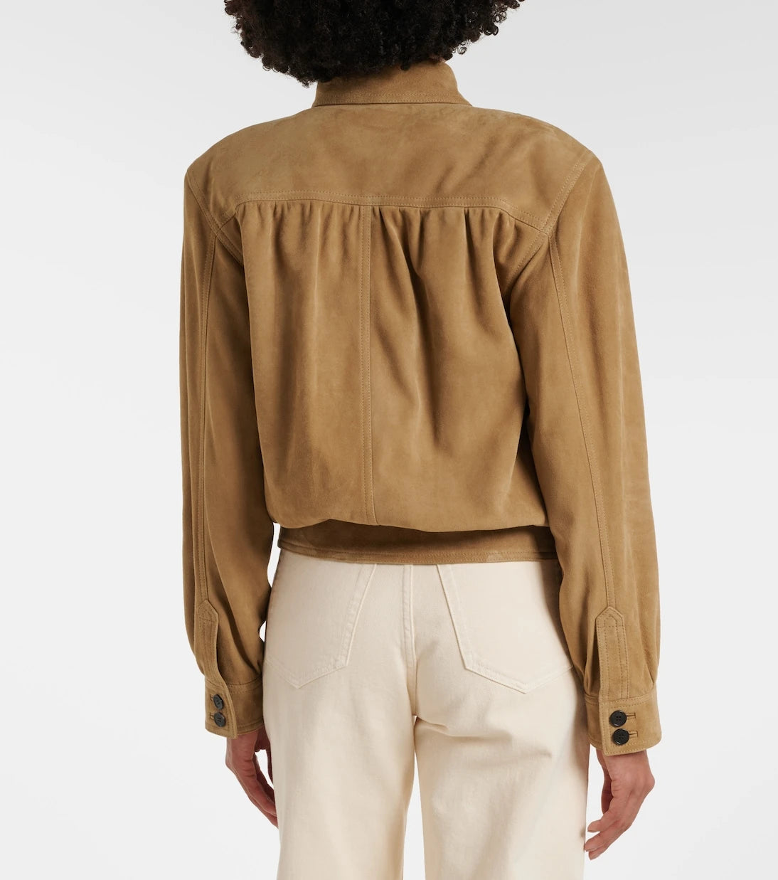 Saint Laurent - Gathered suede jacket
