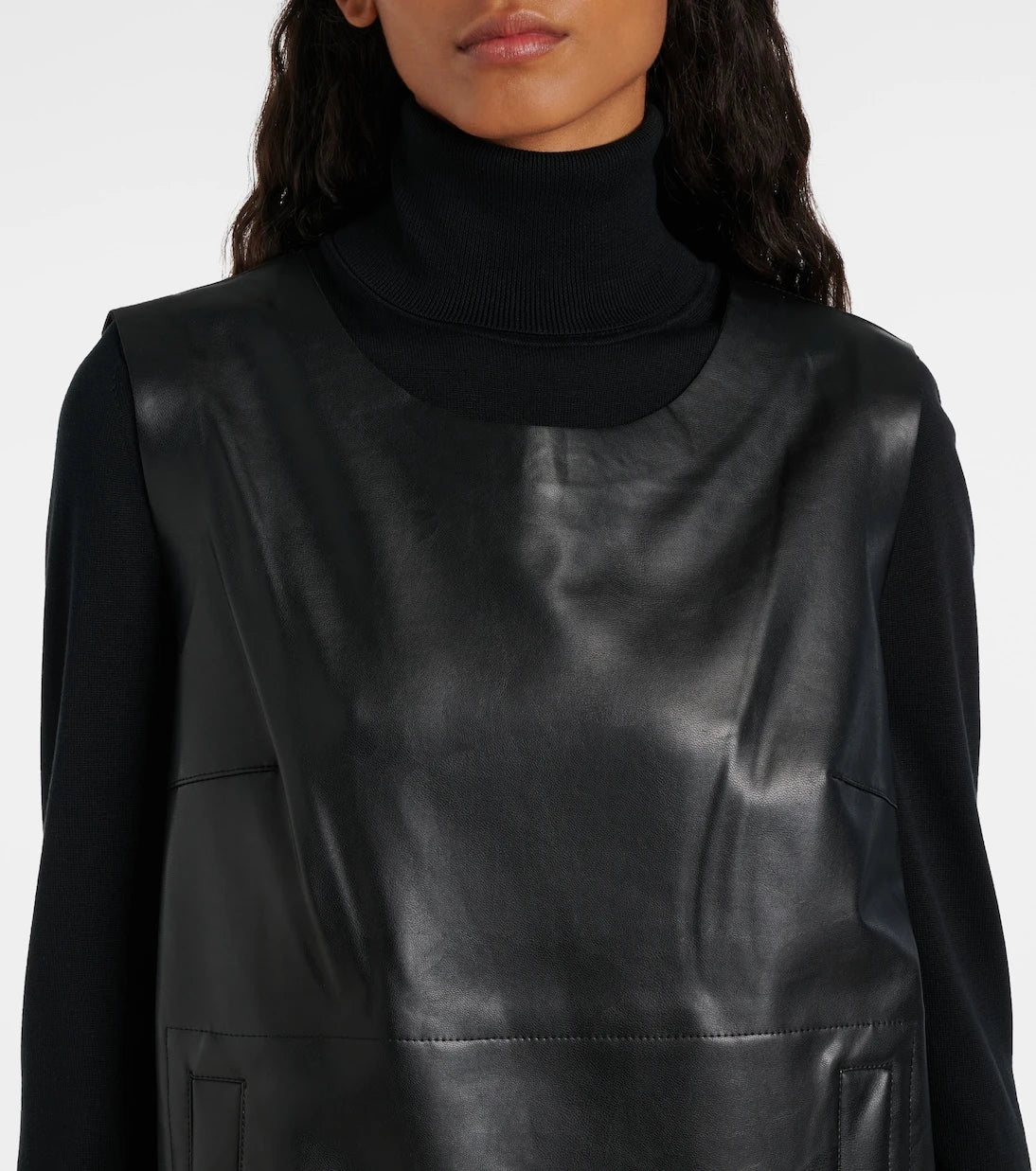 Norma Kamali - Gathered faux leather minidress