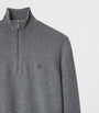 Grey Cashmere-Blend Quarter-Zip Slim Sweater