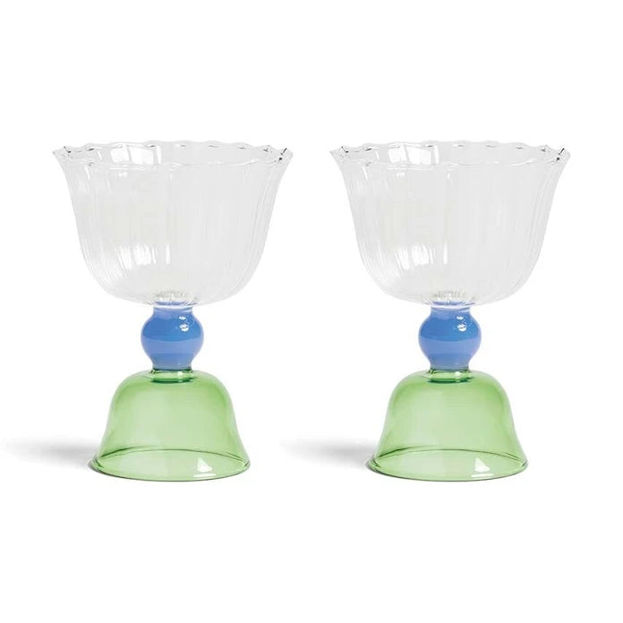 &k amsterdam Tulip Green 200 ml (2'li) şarap kadehi seti