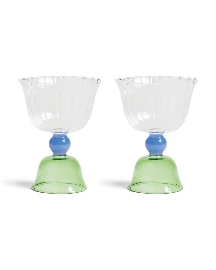&k amsterdam Tulip Green 200 ml (2'li) şarap kadehi seti
