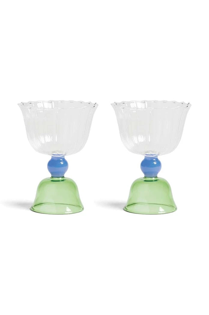 &k amsterdam Tulip Green 200 ml (2'li) şarap kadehi seti