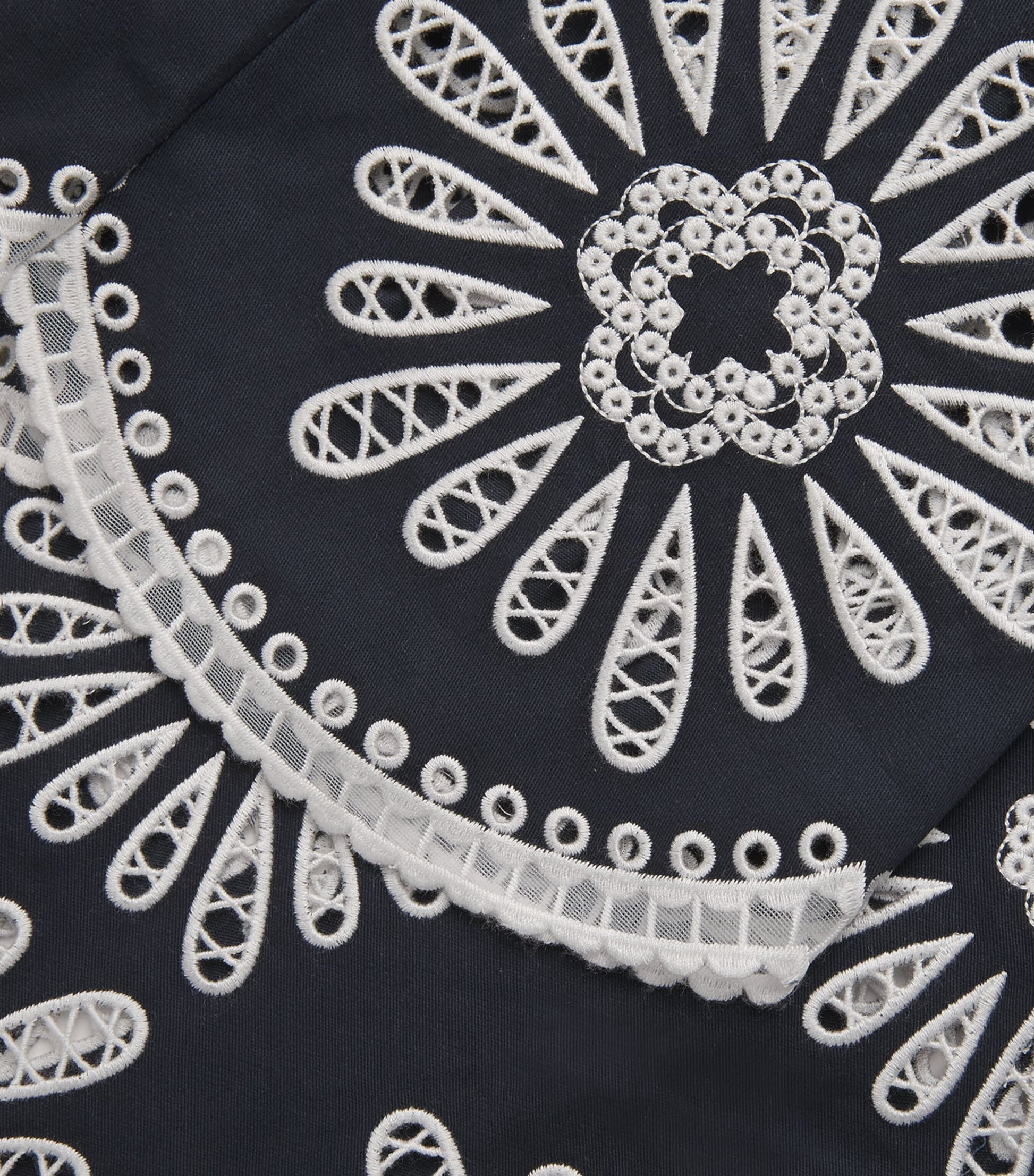 Embroidered Wide-Leg Trousers NAVY