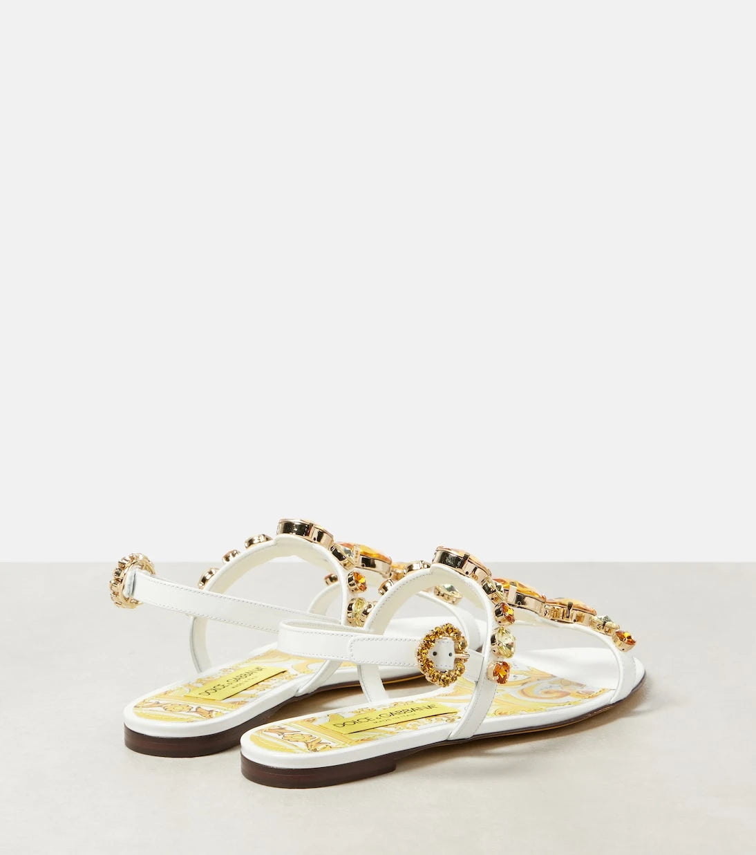 Dolce&Gabbana - Majolica embellished patent leather sandals