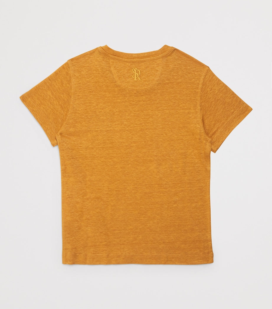 Stefano Ricci Kids Linen Embroidered Monogram T-Shirt (4-16 Years)
