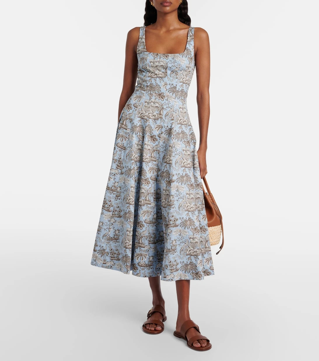 Staud - Wells floral cotton poplin midi dress