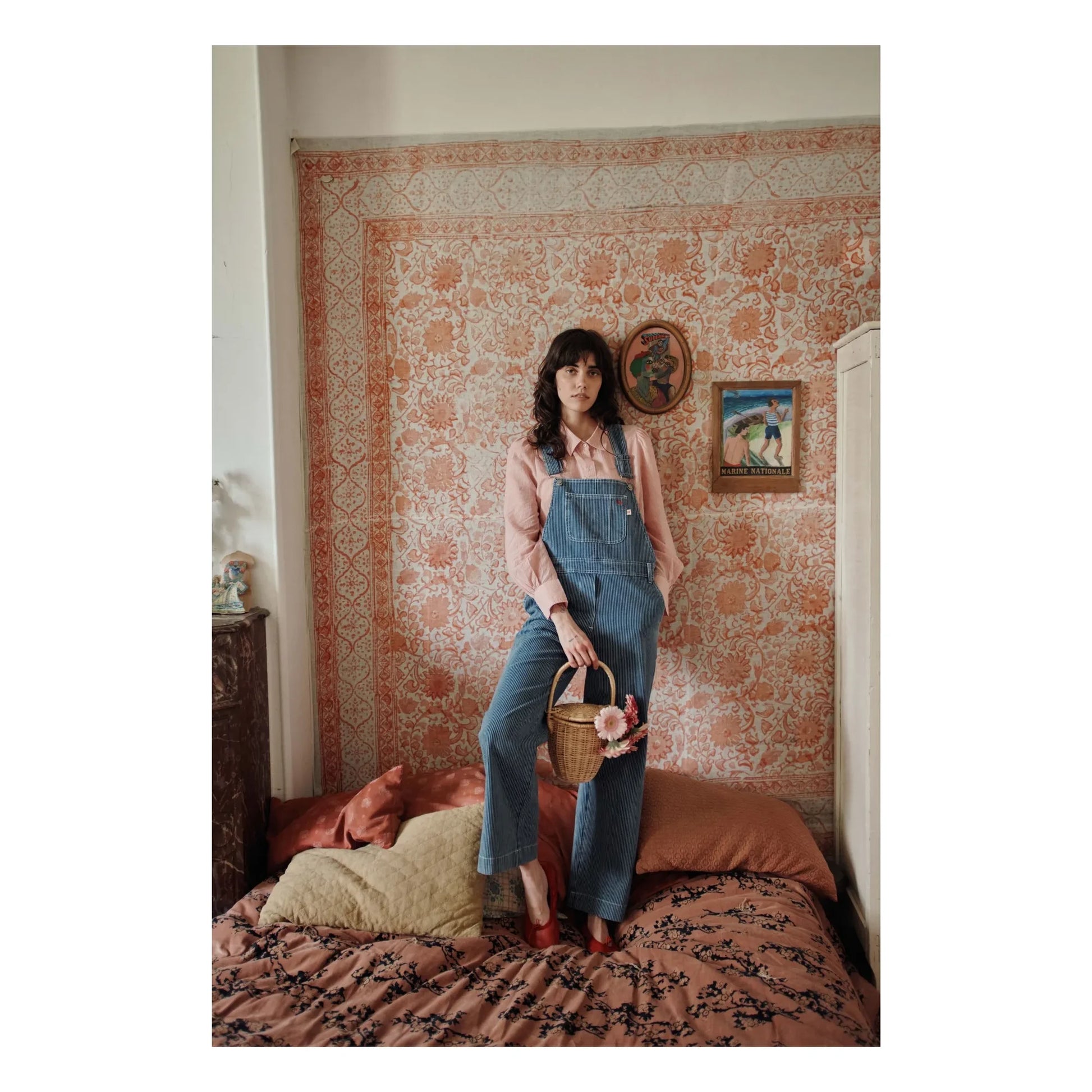 Emile et Ida - Cotton Stripe Dungarees | Blue