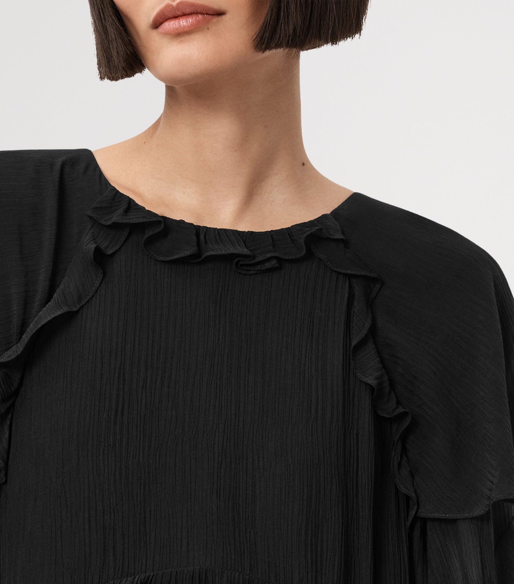 Black Ruffled Lissie Mini Dress