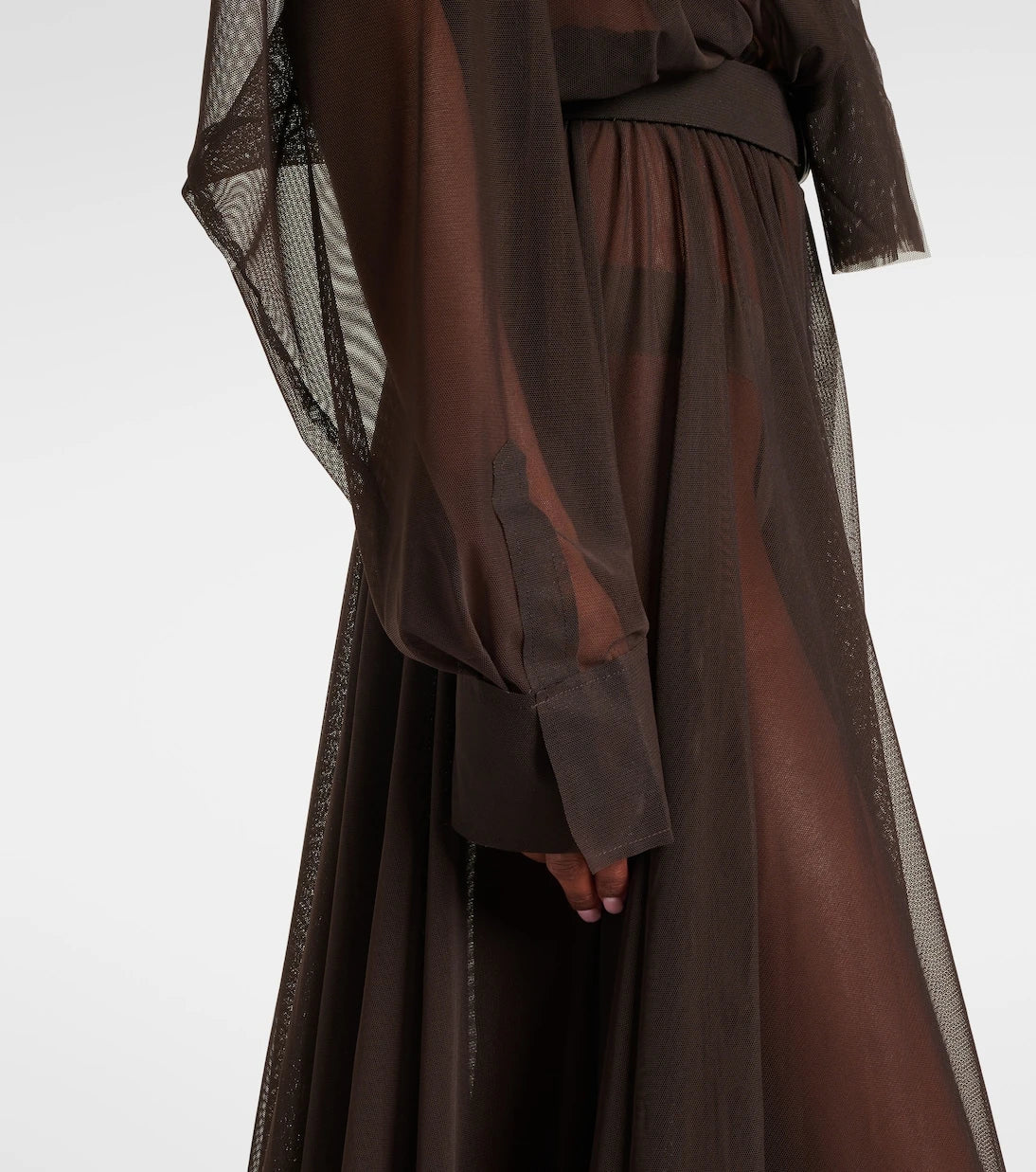 Norma Kamali - Balloon-sleeve mesh shirt dress