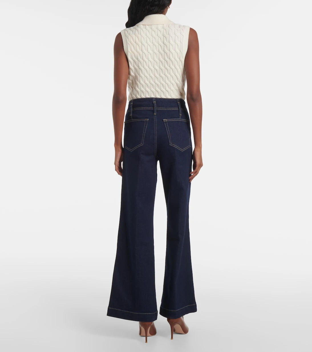 Frame - جينز Seamed Wide بخصر مرتفع