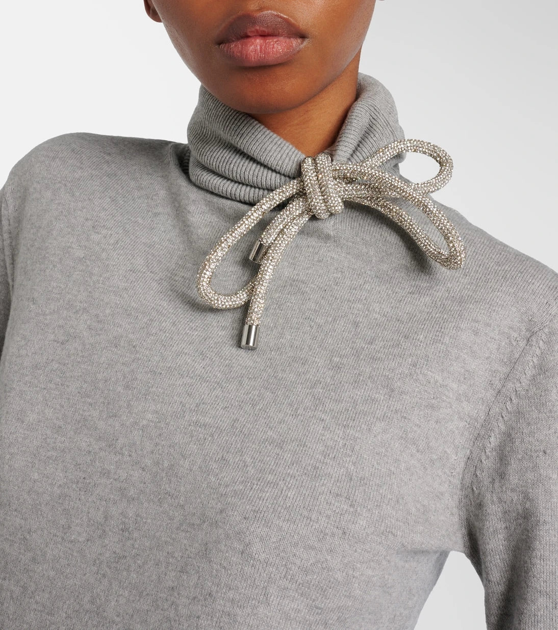Area - Embellished cotton and cashmere turtleneck sweater