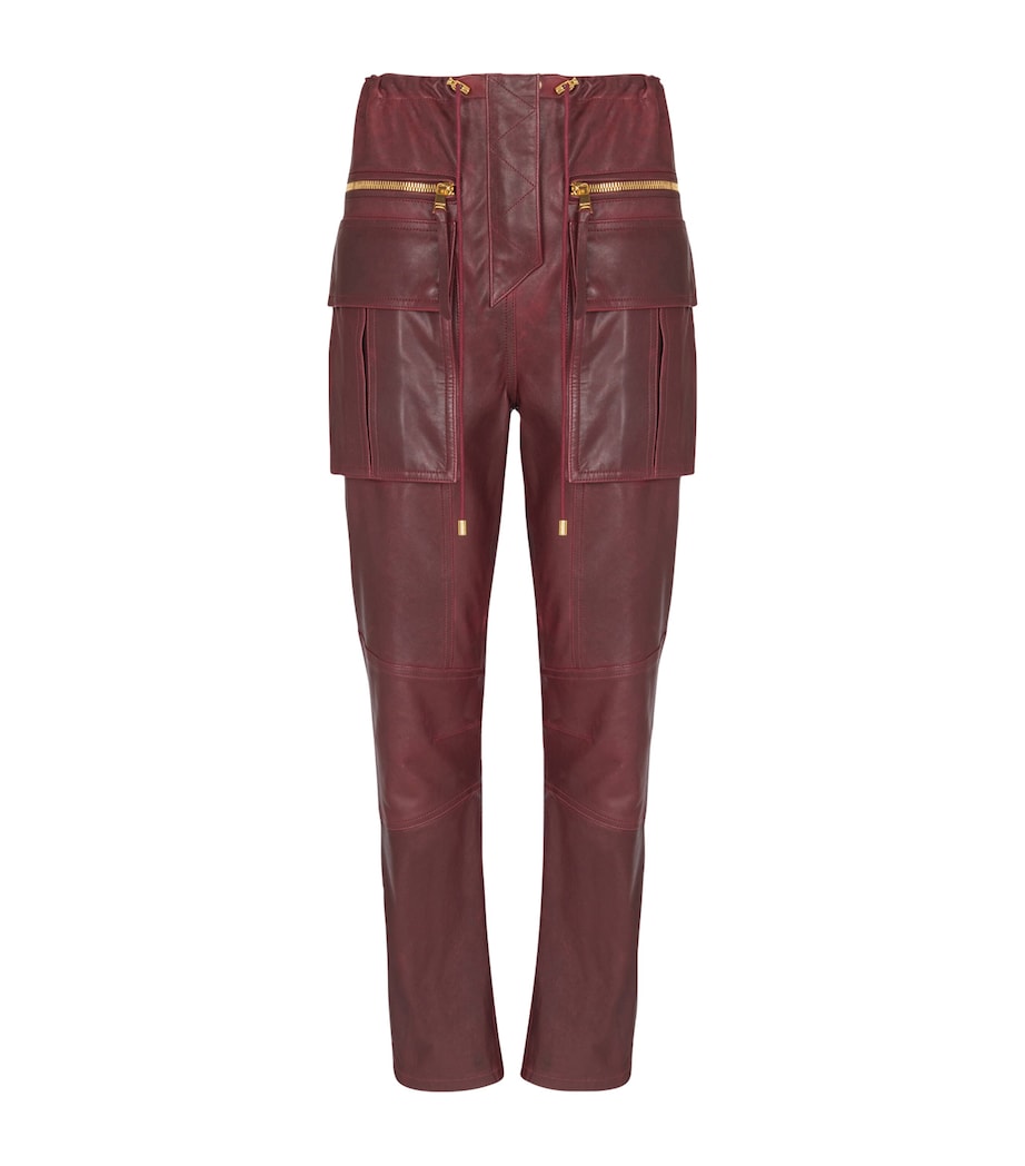 Brown Lambskin Cargo Trousers