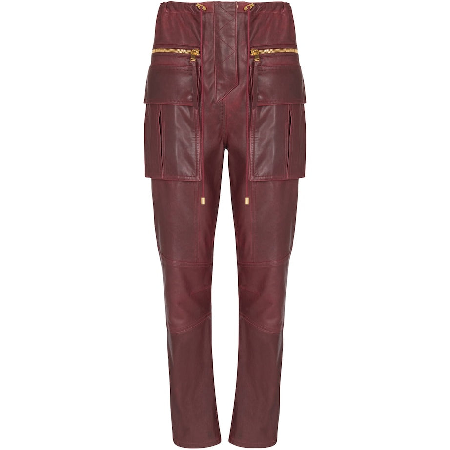 Brown Lambskin Cargo Trousers
