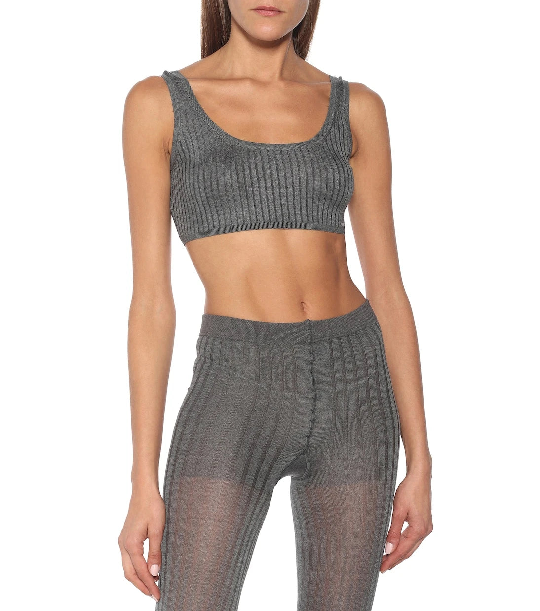 Prada - Ribbed-knit stretch silk-blend bra