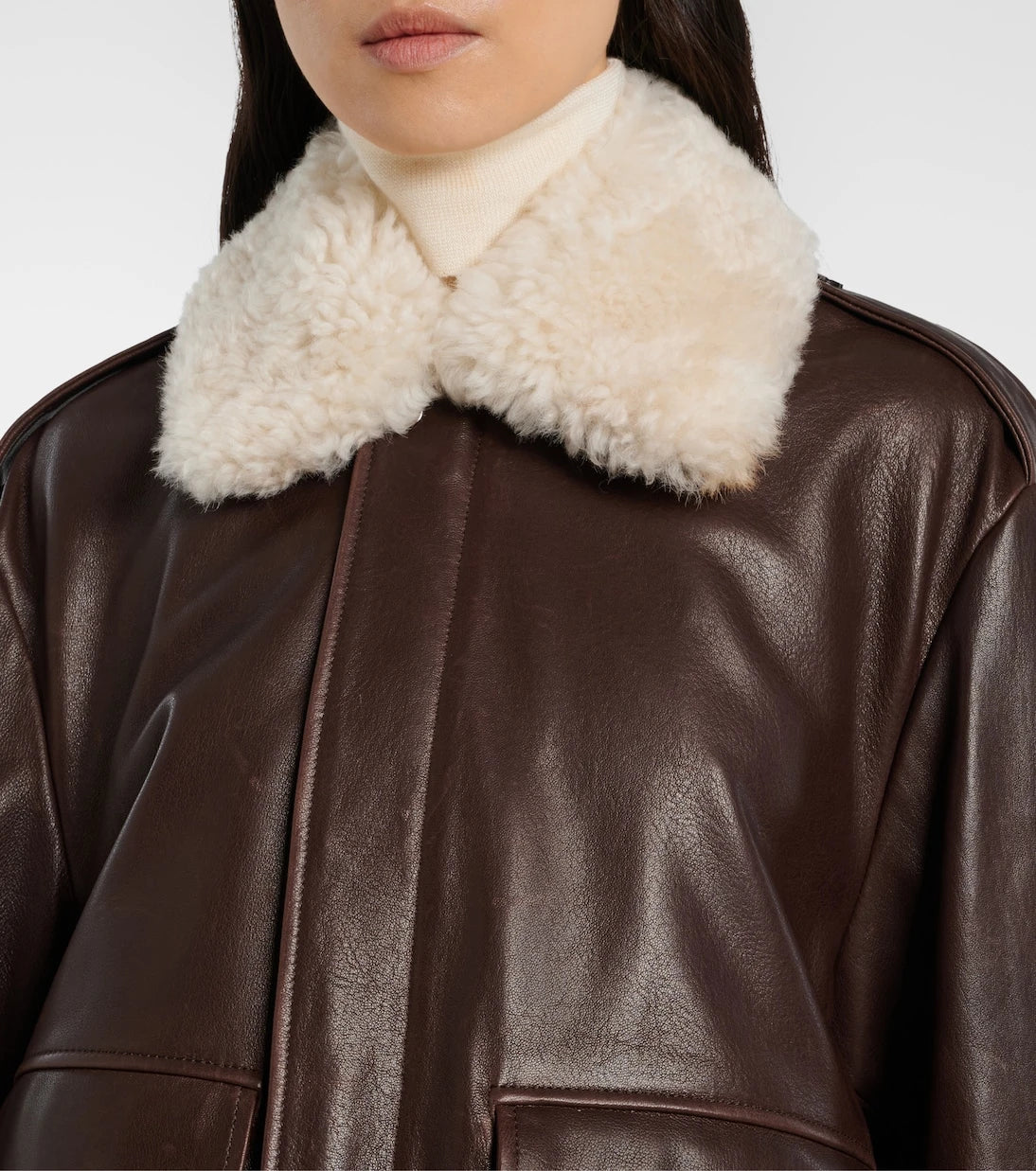 Nour Hammour - Drey shearling-trimmed leather jacket