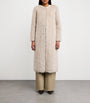 Yves Salomon Beige Wool-Fur Longline Coat