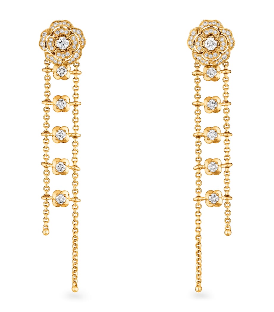 CHANEL Gold and Diamond Camélia Transformable Earrings
