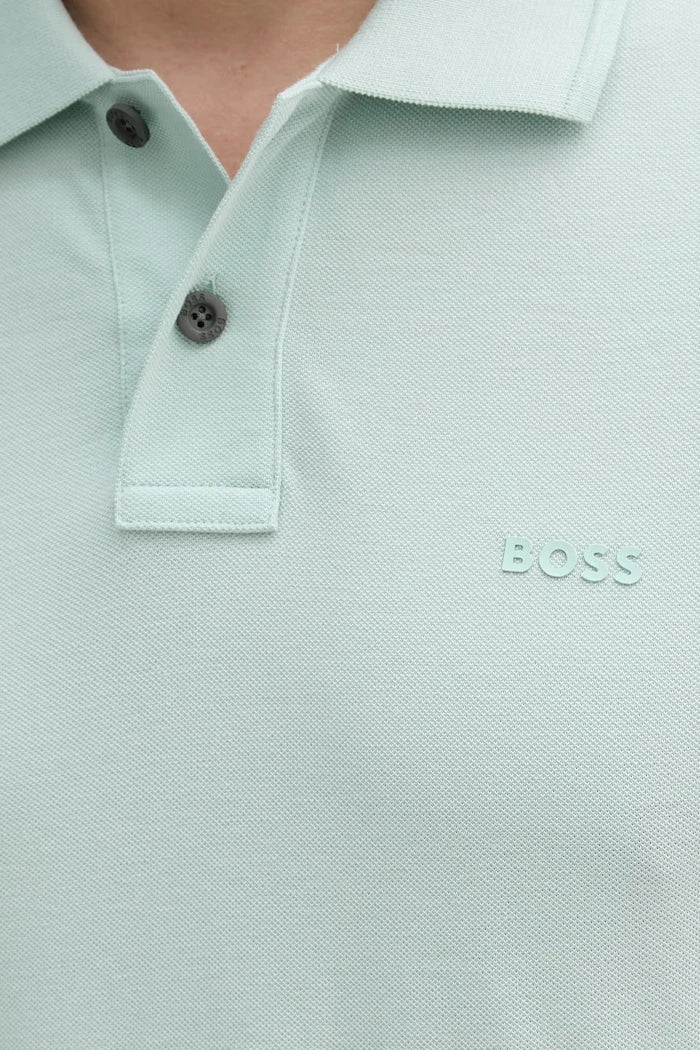 BOSS Orange erkek pamuklu yakalı tişört Prime