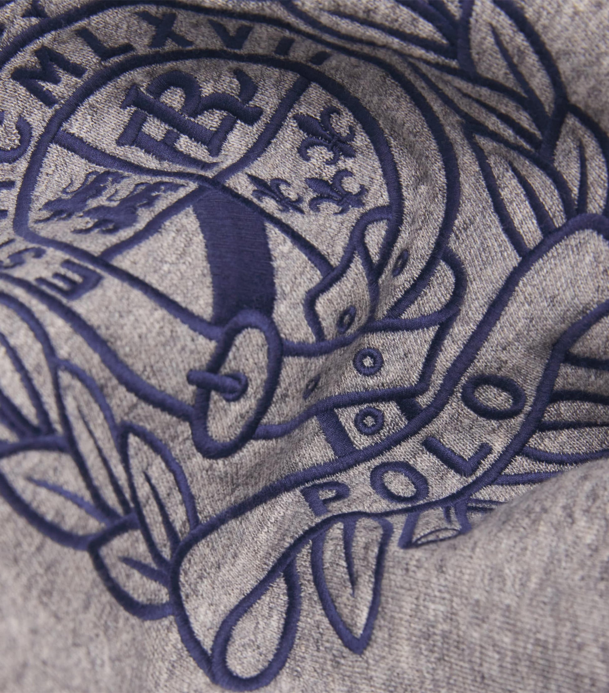 Grey Fleece Crest-Embroidered Sweatshirt