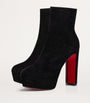 Christian Louboutin Red Loo Booty Suede Platform Boots 130