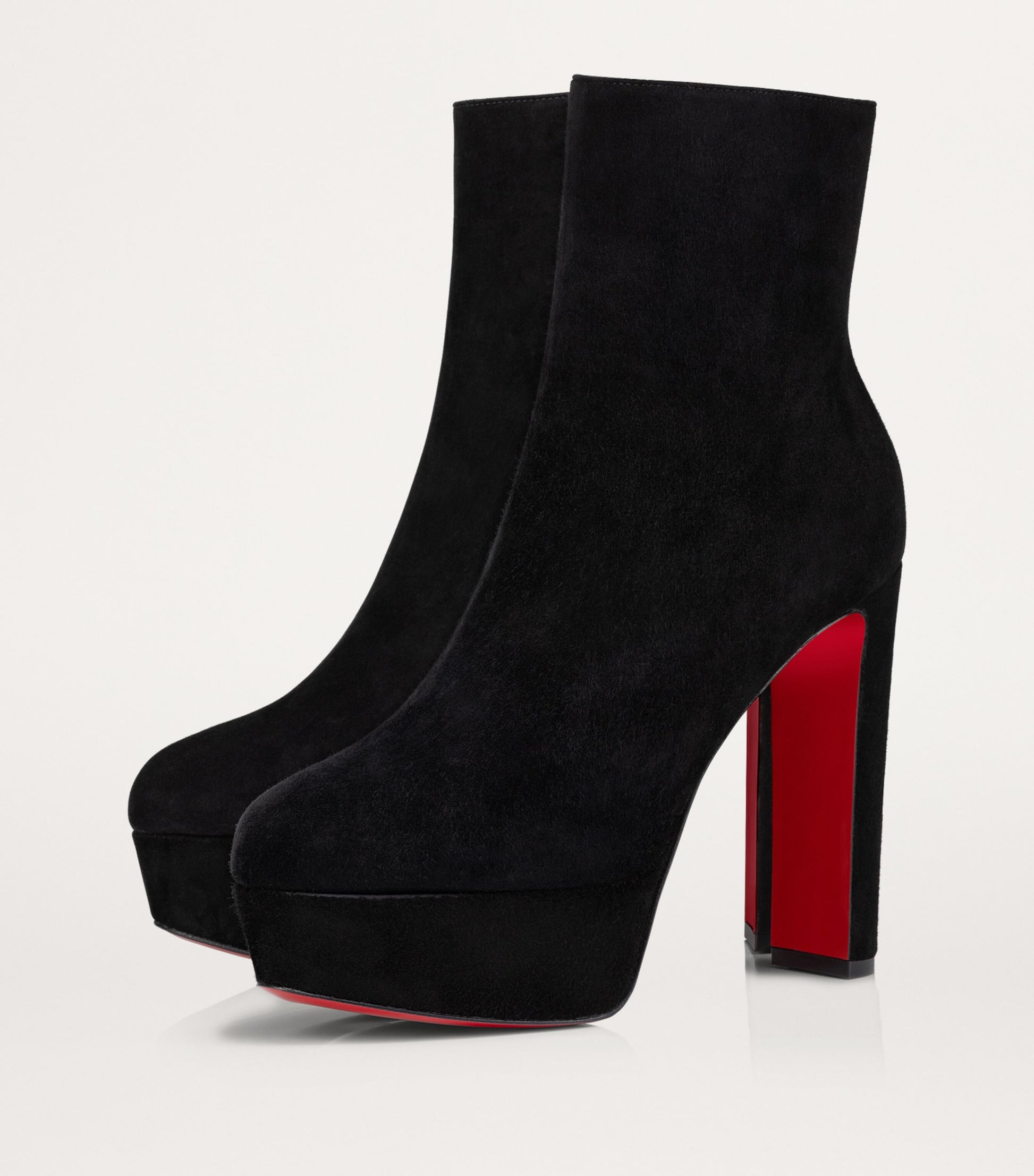 Christian Louboutin Red Loo Booty Suede Platform Boots 130
