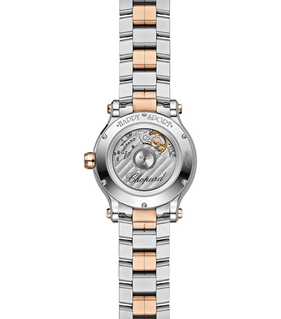 Rose Gold, Stainless Steel and Diamond Happy Sport Automatic Watch 33mm