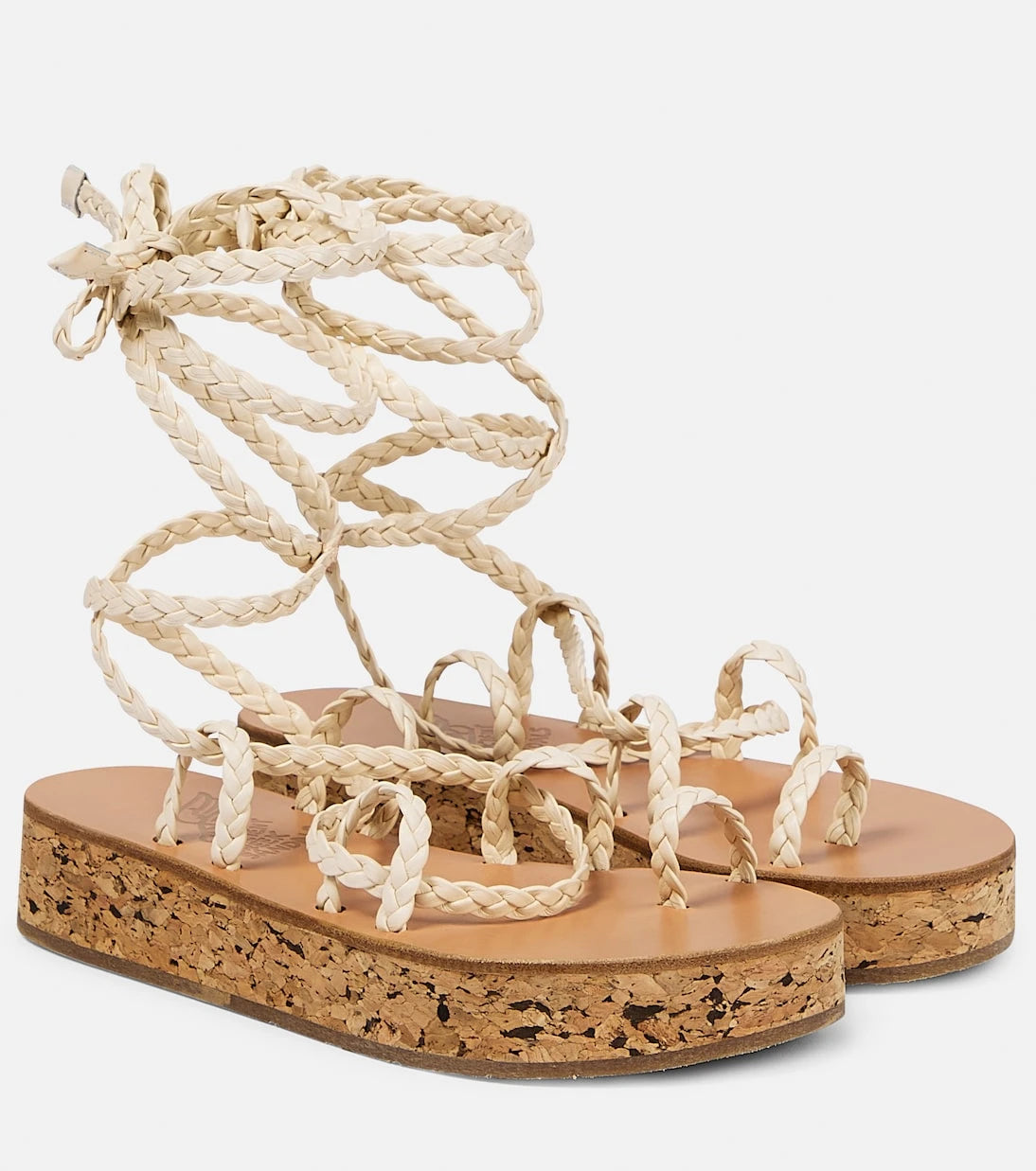 Ancient Greek Sandals - صندل كاريياتس الجلدي بكعب منصة