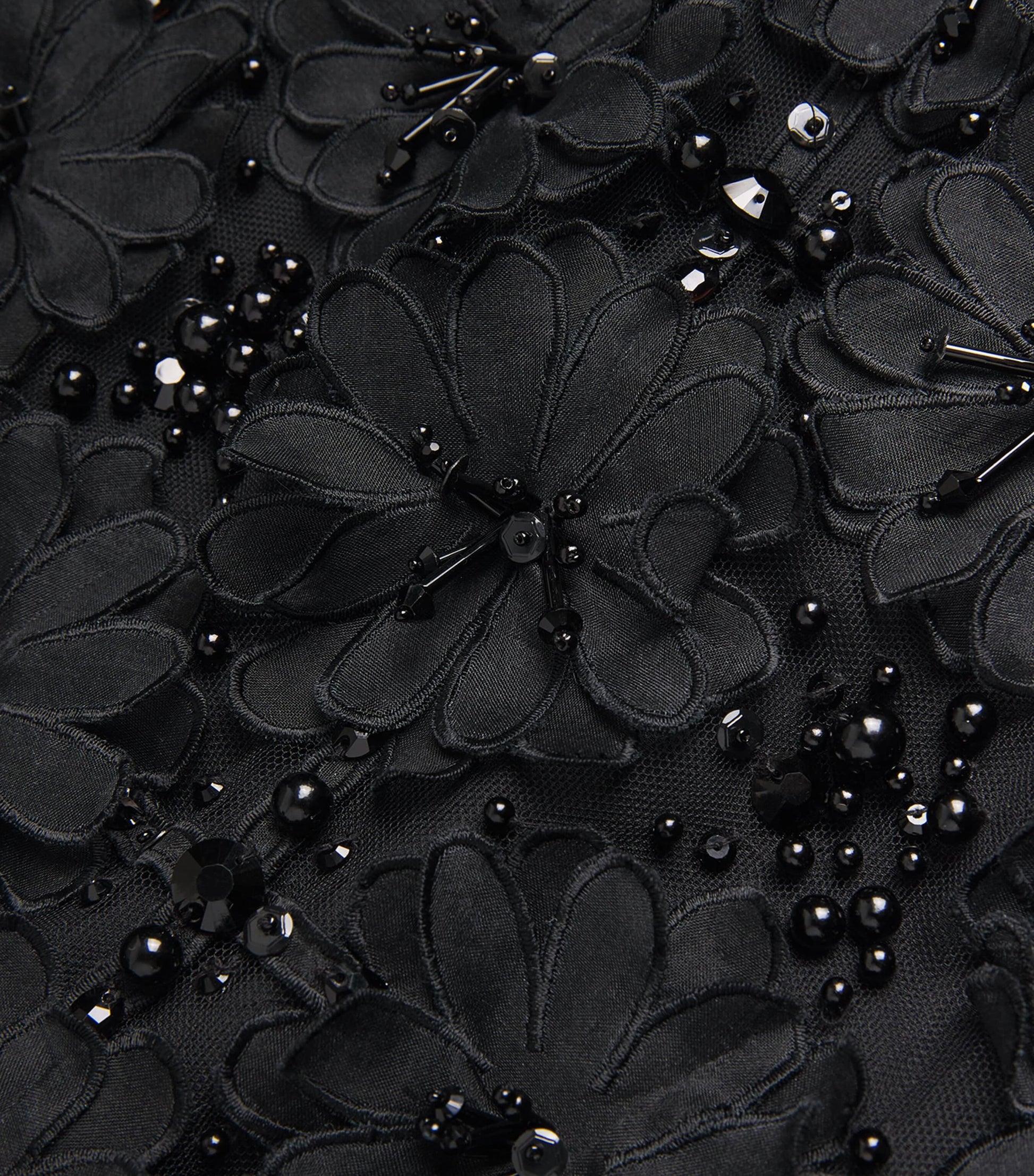 Carolina Herrera Black Floral Embellished Maxi Skirt