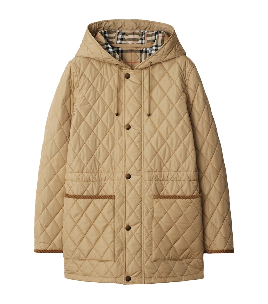 Beige Water-Resistant Quilted Parka