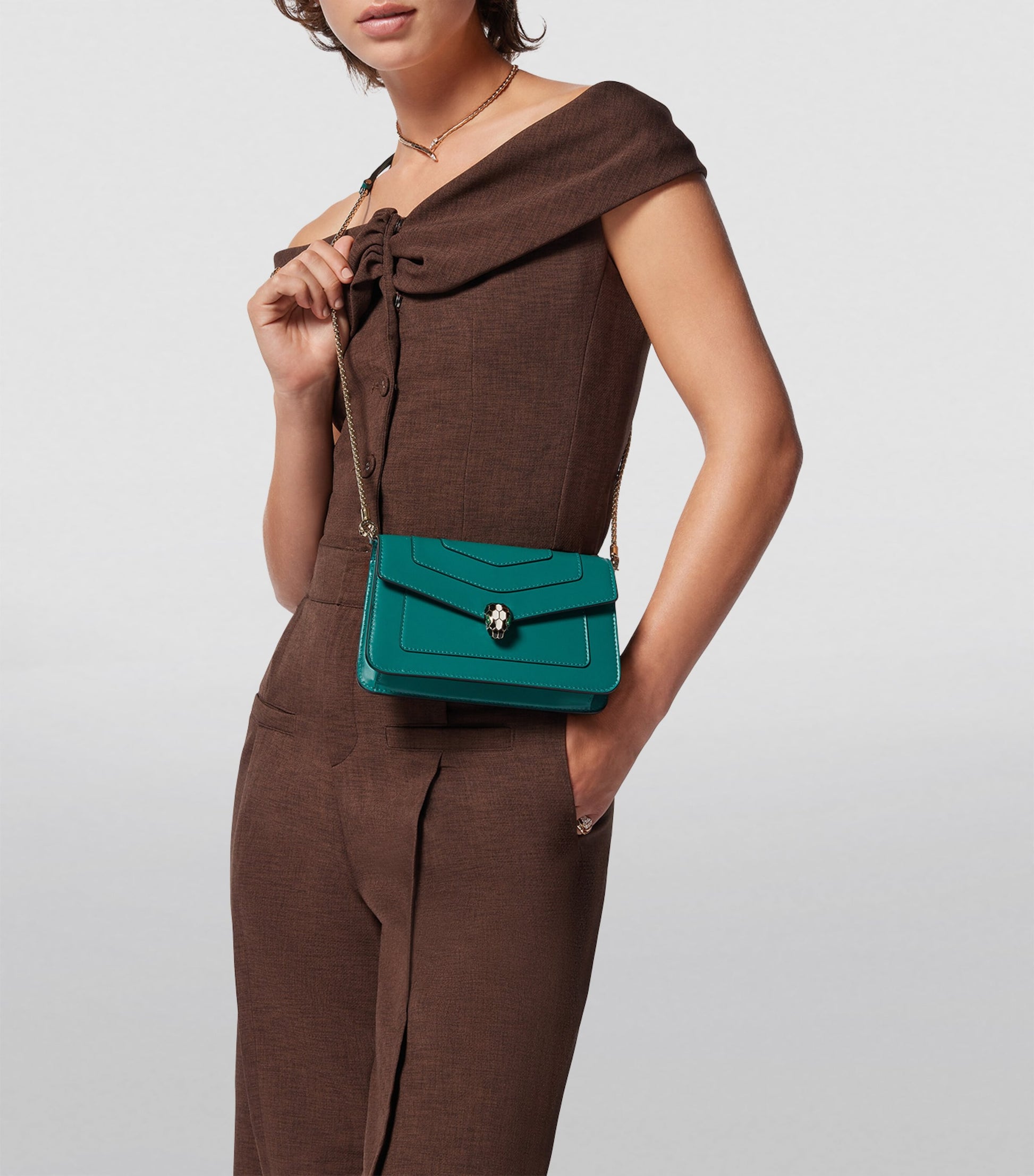 Green Serpenti Forever Chain Wallet