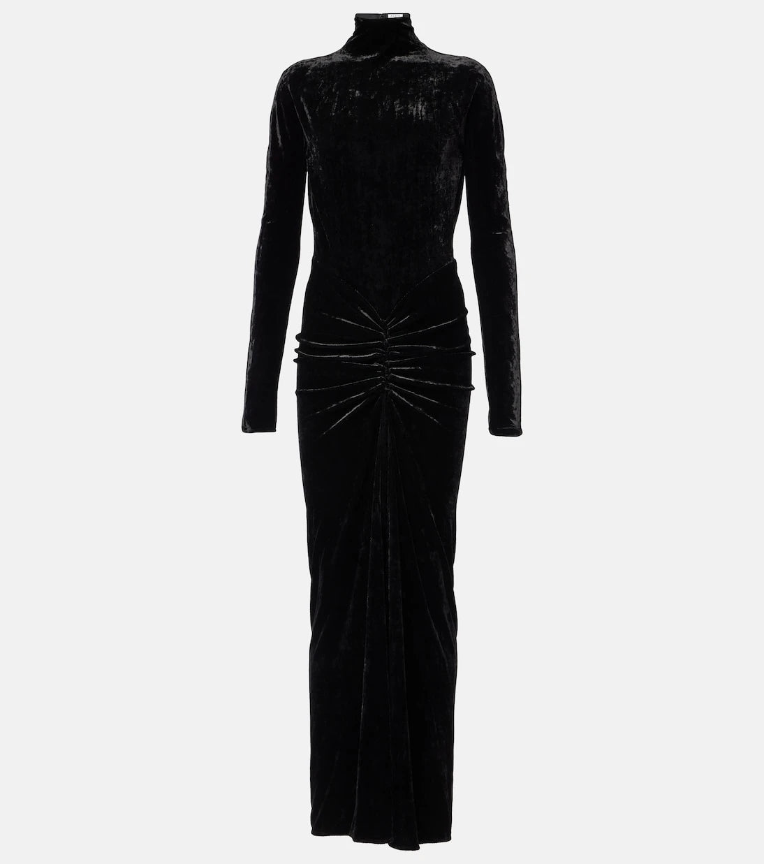 Alaïa - فستان ميدي من المخمل المزموم