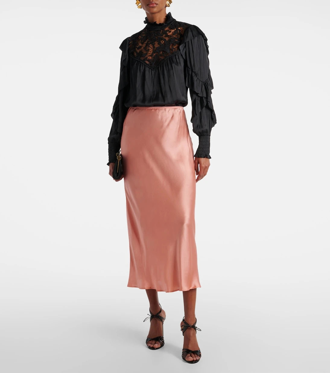 Rixo - Ardith silk satin midi skirt
