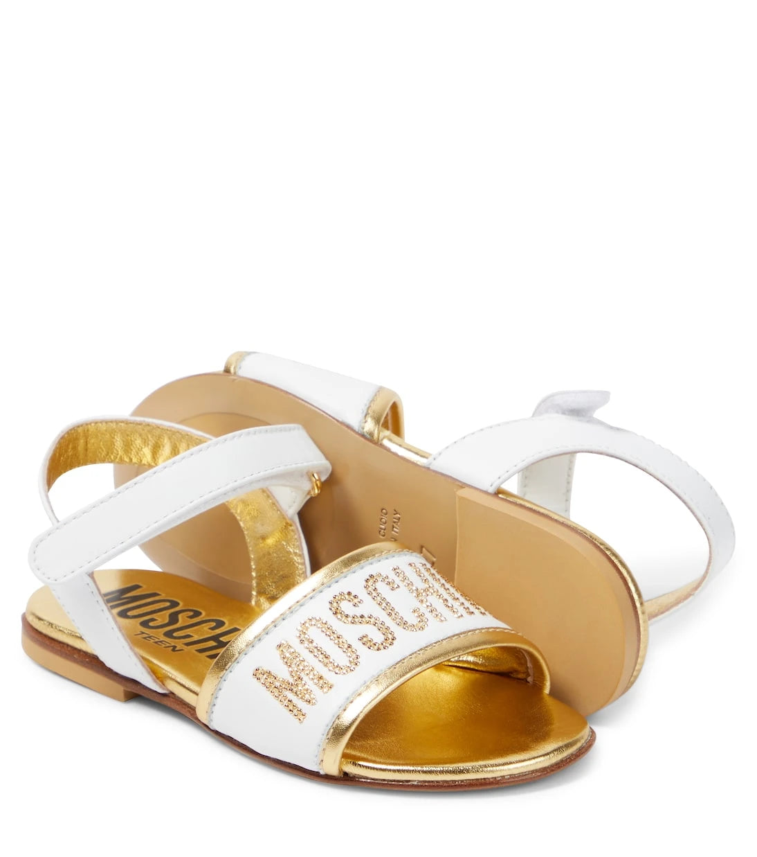 Moschino Kids - Logo embellished leather sandals