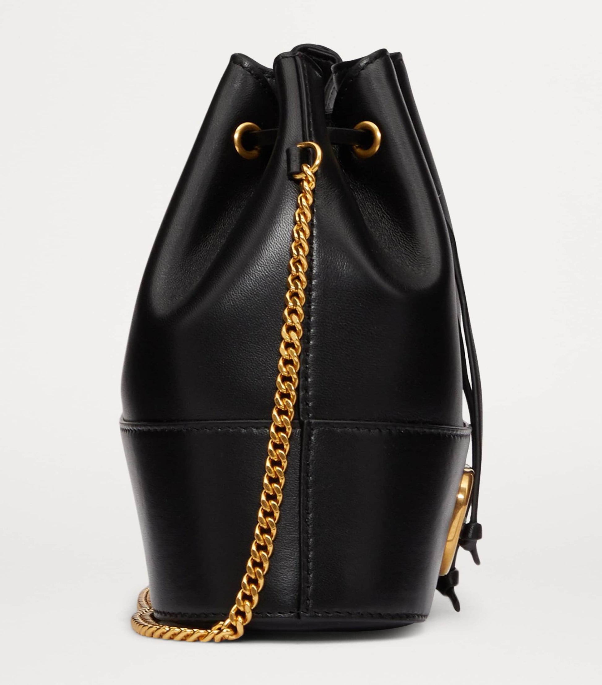 Valentino Garavani Black Leather VLogo Bucket Bag