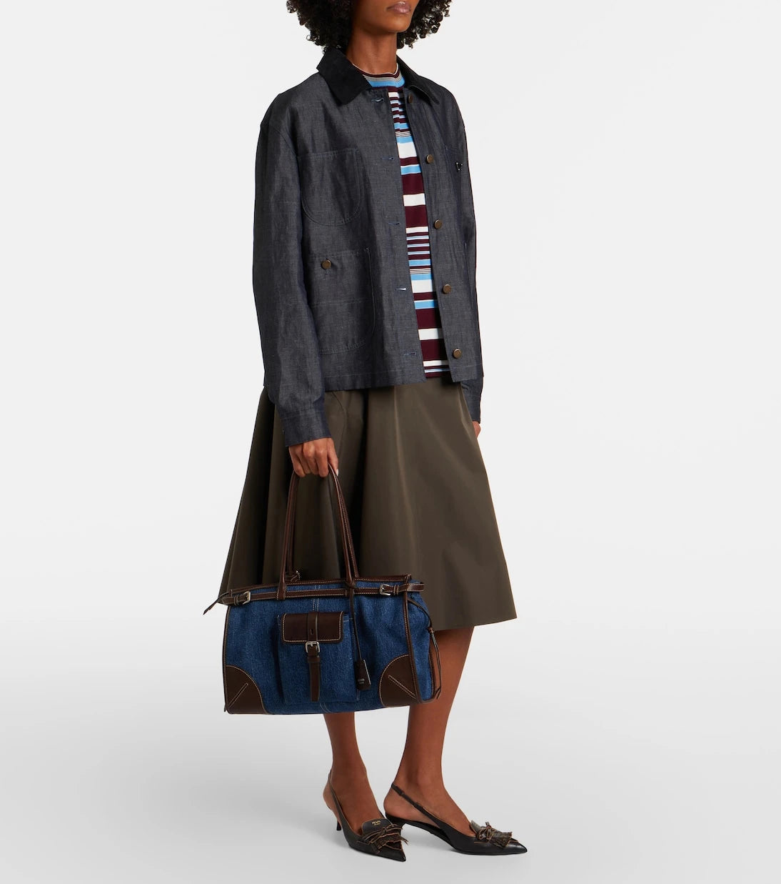 Prada - Prada Bonnie Large denim shoulder bag