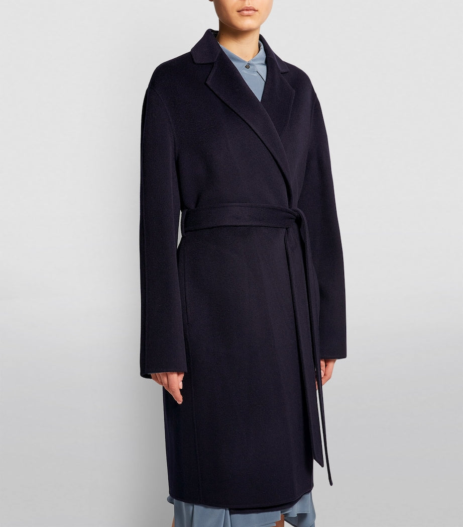Joseph Navy Wool-Cashmere Long Cenda Coat