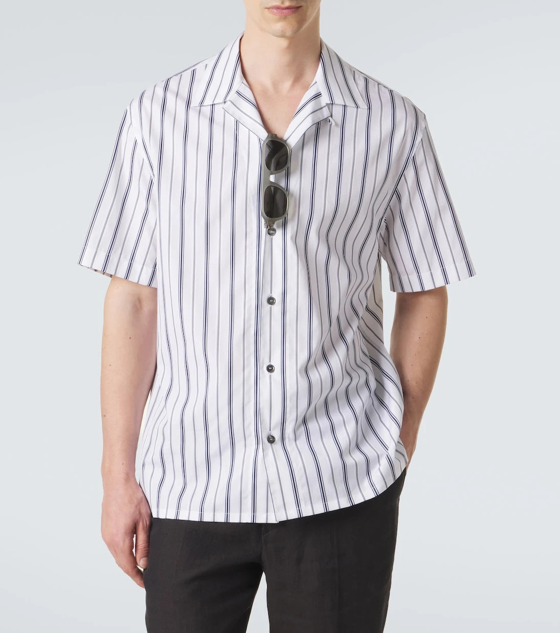 Brioni - Striped cotton poplin bowling shirt