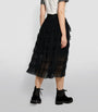 Maje Black Semi-Sheer Midi Skirt